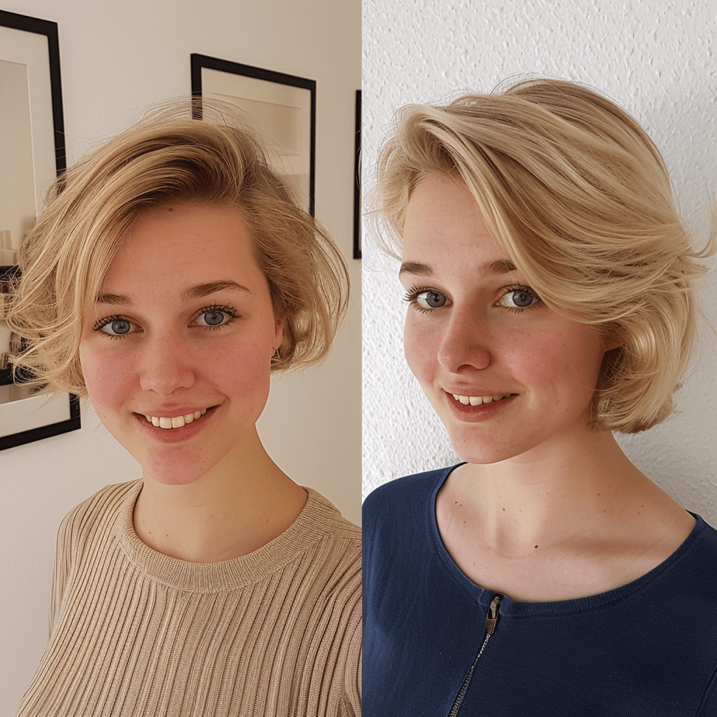 Doppelkinn Frisuren Rundes Gesicht Vorher Nachher